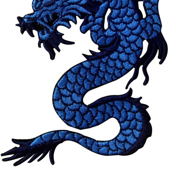 Blue Dragon Embroidered Applique Iron On Sew On Patch - Picture 3 of 3
